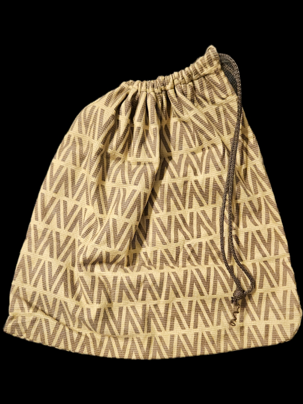 NEW Valentino Tan Logo Dust Bag Vintage Canvas Rope Drawstring Storage